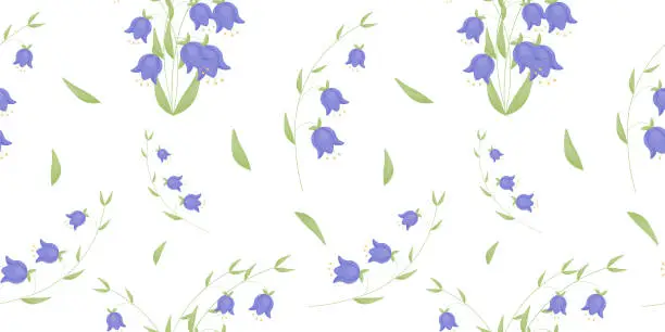 Vector illustration of Seamless Pattern with flowers 
Bluebell. flowers on a transparent background. Blue flowers. Vector.