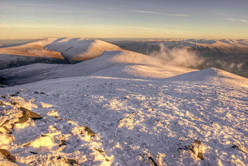 Taken during sunset at Skiddaw looking towards Lonscale Fell and Blencathra.