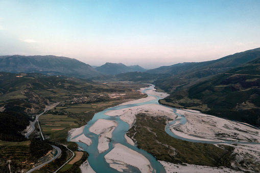 Winding river in Albania taken in May 2022