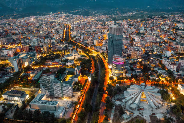 Tirana, Albania aerial, taken in June Summer 2022 stock photo