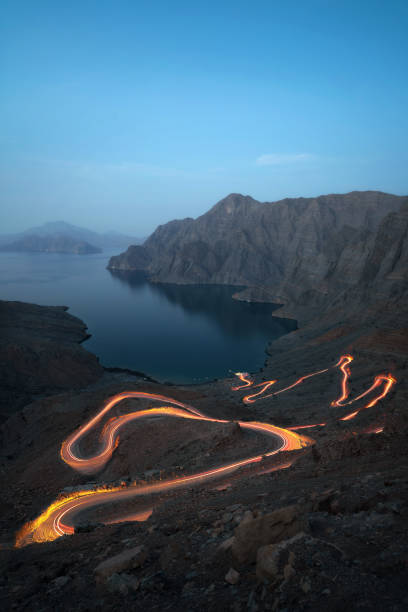 Winding mountain road in Musandam Oman taken in May 2022 stock photo