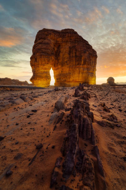 Elephant Rock in Al-Ula Saudi Arabia in January 2022 stock photo