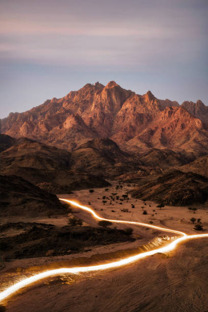 Desert in Saudi Arabia at night taken in May 2022 stock photo