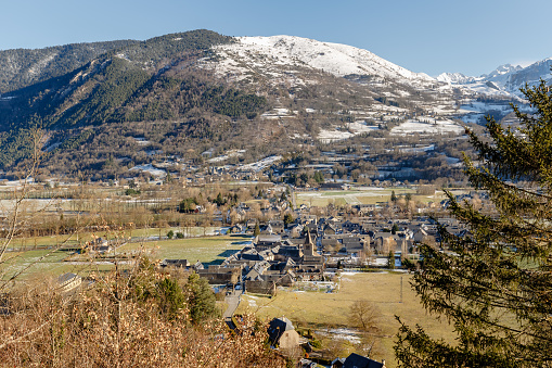 aerial view of the village of Saint Lary Soulan in France