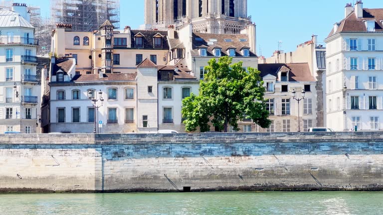 View on Pont d'Arcole bridge over Seine river in Paris