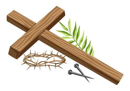 Christian Happy Easter illustration. Religious symbols of faith image.
