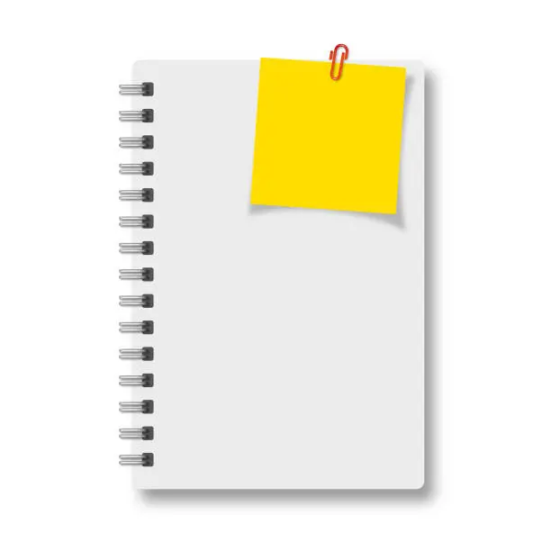 Vector illustration of Spiral binder notebook and post it