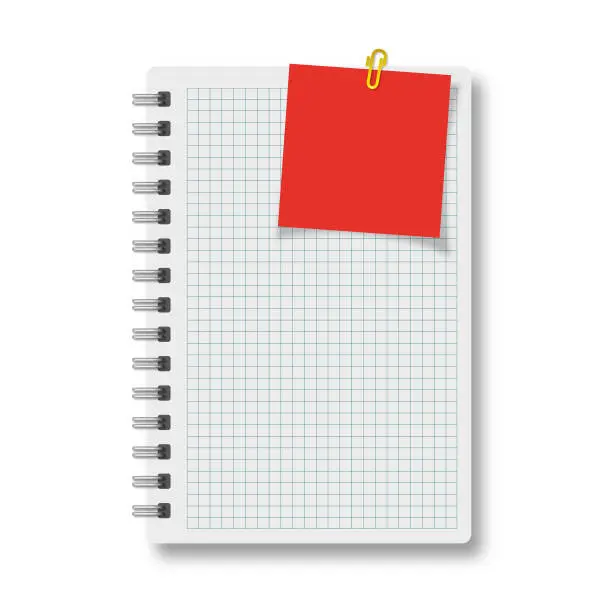 Vector illustration of Spiral binder notebook and post it