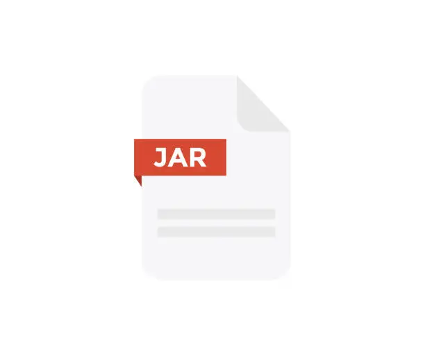 Vector illustration of File format JAR. Document file icon, internet, extension, sign, type, presentation, graphic, application. Element for applications, web sites, data services vector design and illustration.