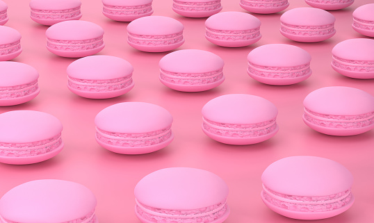 Pink Macaroons On Pink. Background.