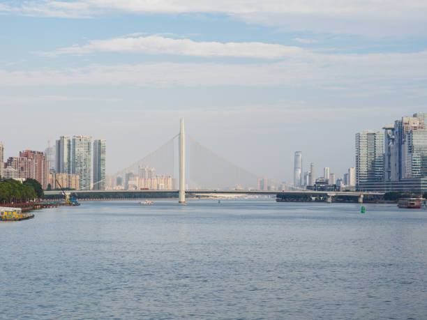 istock Guangzhou Pearl River and Liede Bridge Landscape 1455728559