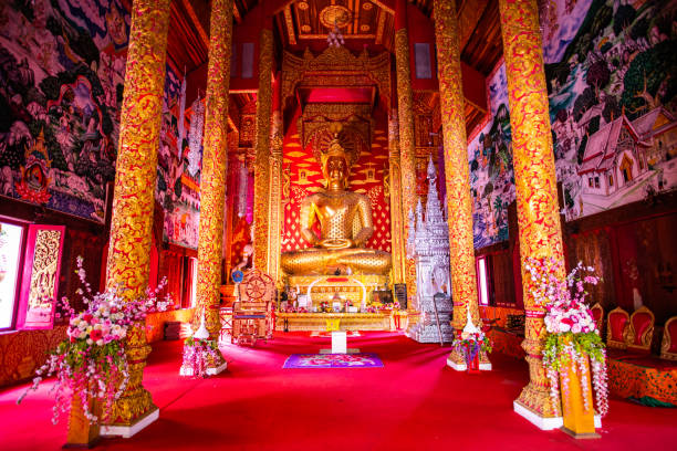 istock Golden Buddha in in Phrathat Chom Sin temple 1455732078