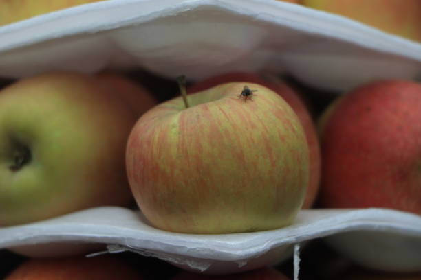 istock Red apples background at departmental store 1455734858