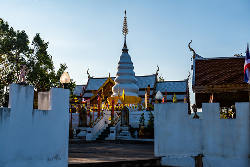 White pagoda in Phrathat Doi Leng temple, Thailand.