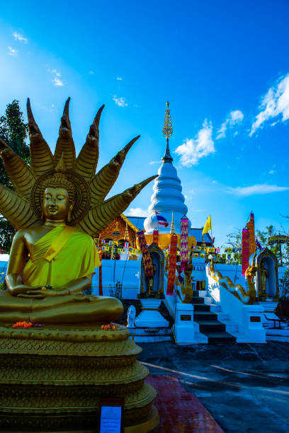 istock White pagoda with Buddha statue in Phrathat Doi Leng temple 1455737865