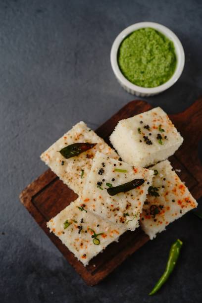 istock Spongy white dhokla 1455738819