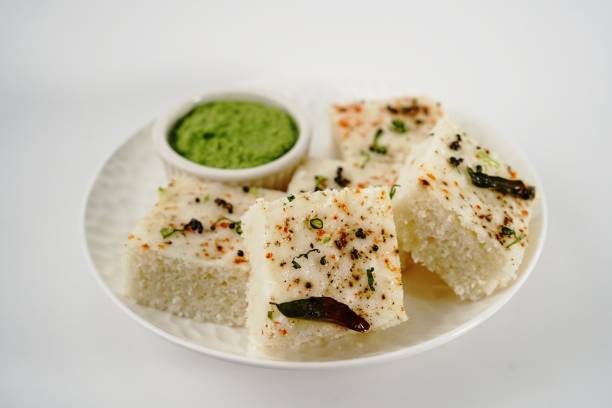 istock Spongy white dhokla 1455738820