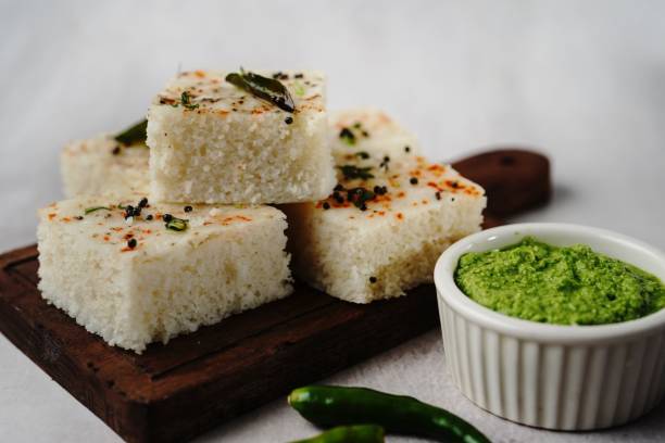 istock Spongy white dhokla 1455738843