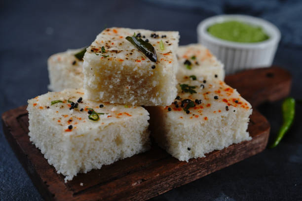 istock Spongy white dhokla 1455738844