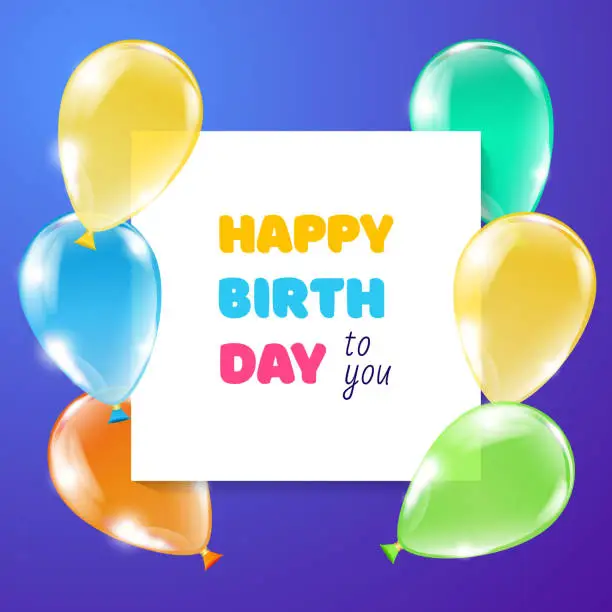 Vector illustration of Bright Happy Birthday card template