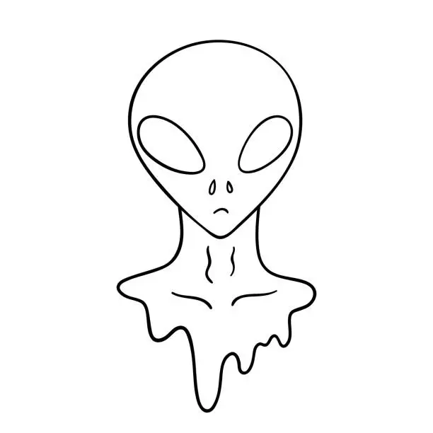 Vector illustration of Isolated vector illustration of alien. Cute thin line icon for design, cover etc.