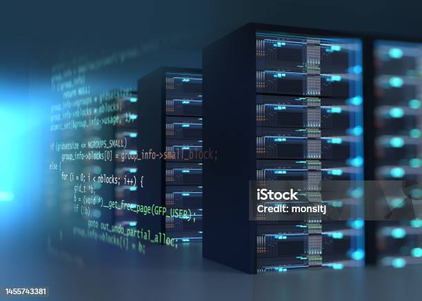 Ruang Rak Server Koridor Ruang Server Dengan Rak Server Di Pusat Data Ilustrasi 3d Foto ...