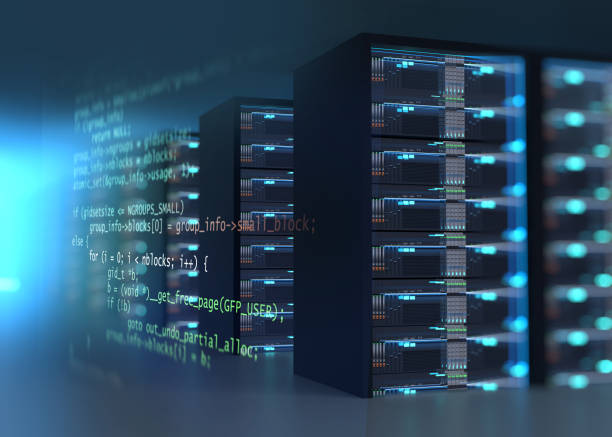 istock Corridor of  server room with server racks in datacenter. 3d illustration 1455743381