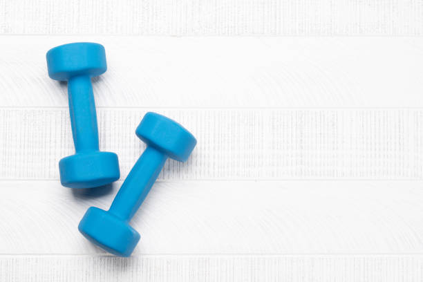 Fitness and healthy diet concept. Flat lay with copy space
