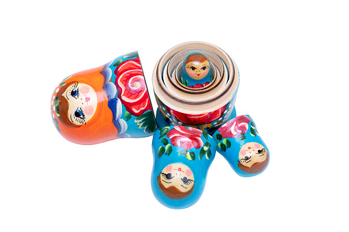 Colorful Matryosha Russian Toys On Display