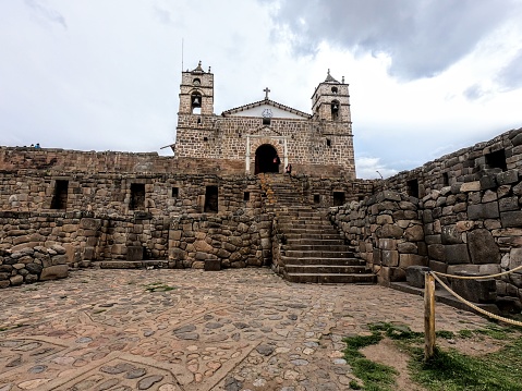 Vilcashuaman  church, over ruins of the Inca culture,  Ayachucho