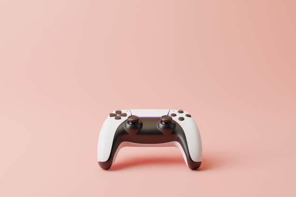 istock Gamepad on a pink background with copy space. Joystick for video game. Game controller. Creative Minimal Gaming concept. 3D rendering illustration 1455747234