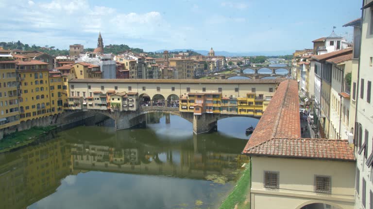 Historic Ponte Vecchio Bridge on Arno River in Florence, Tuscany, Italy