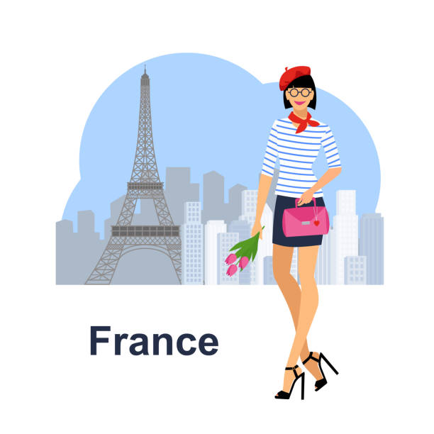 Beautiful girl in Paris. Vector illustration Beautiful girl in Paris. Vector illustration. voyager 1 stock illustrations