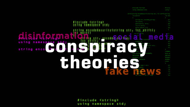 Conspiracy theories media and abstract screen seamless looped 3d
