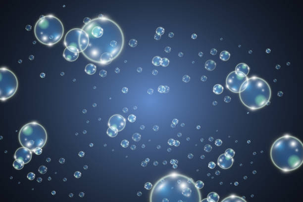 ilustrações, clipart, desenhos animados e ícones de bolhas brancas e bonitas em uma ilustração vetorial de fundo transparente. bolha. - soap sud bubble backgrounds blue