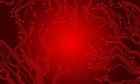 Red line circuit computer technology futuristic background design creative vector illustration.