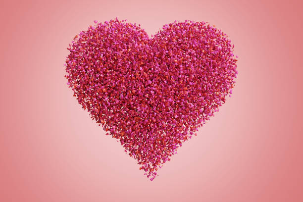 istock Valentine's Day. Red heart with elements on a red background. 3D rendering 1455756630