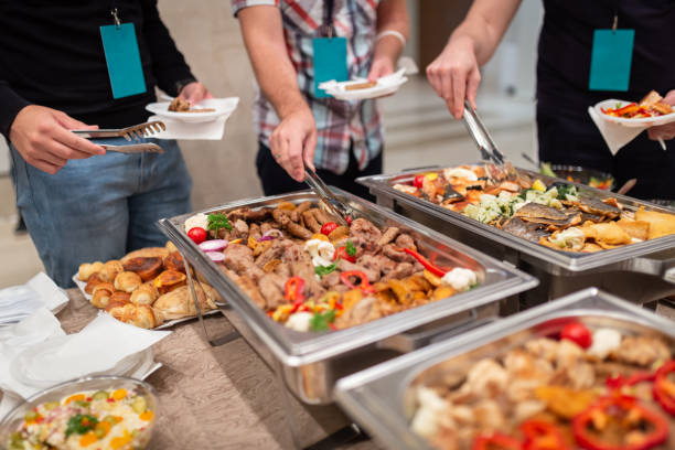 istock Self service buffet catering table at the restaurant 1455758583