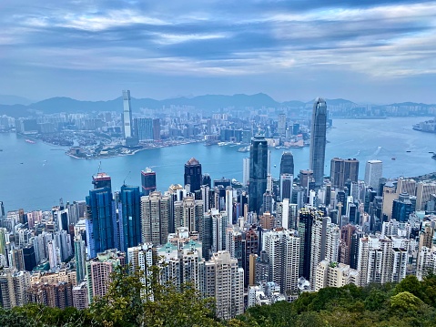 aerial view of Hong Kong Island from Kowloon