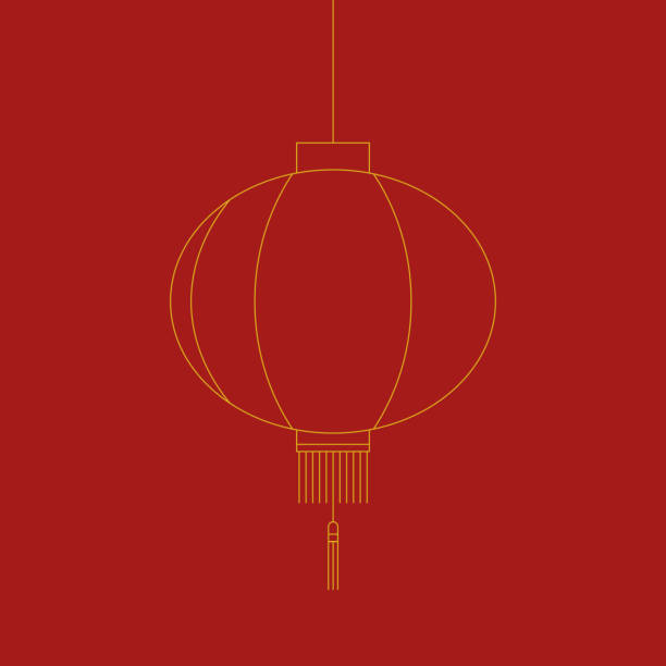 Hanging golden lantern. Happy Chinese New Year. Year of the rabbit. 2023. Vector illustration, flat design Hanging golden lantern. Happy Chinese New Year. Year of the rabbit. 2023. Vector illustration, flat design fire rabbit zodiac stock illustrations