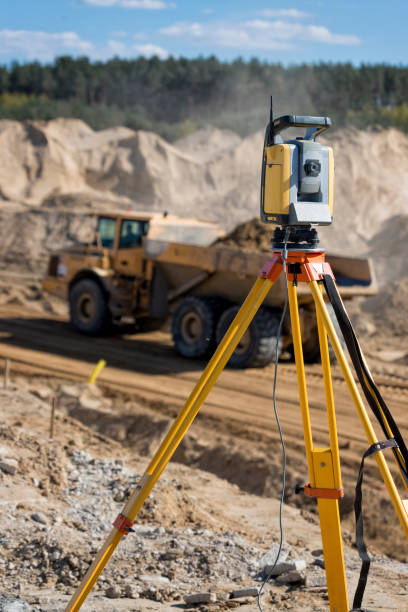 istock Landsurveyor equipment on a highway construction site 1455762681