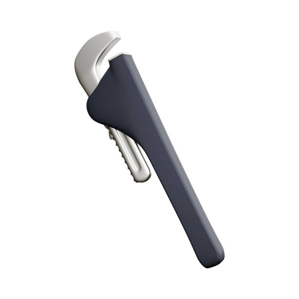 istock 3D rendering Adjustable pipe wrench, wrench for plumbing tool. 3D rendering and illustration of carpentry tools or woodworking tools. 3D rendering wrench icon 1455764366