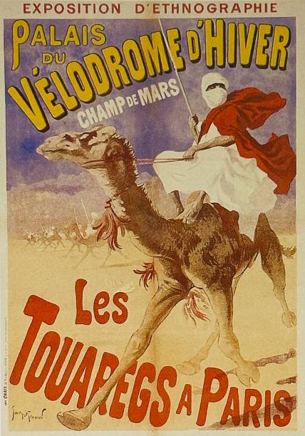 ilustrações, clipart, desenhos animados e ícones de paris, palais du velodrome d'hiver, os tuaregues em paris - camel ride