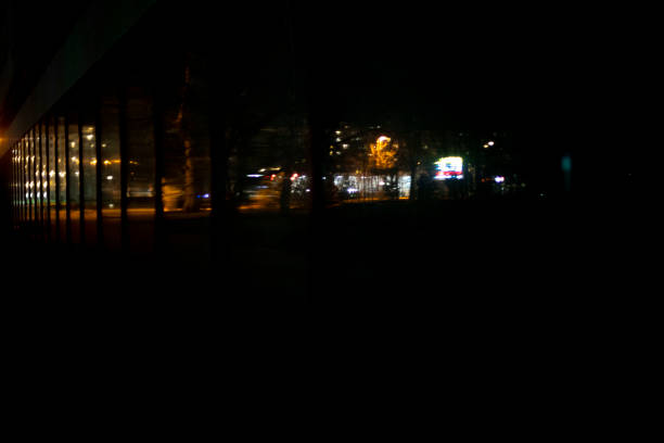 istock City at night. Car lights in dark. 1455768085
