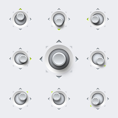 Rounded eight - way position joystick design. Manage forward, backward, left and right and all secondary directions. Joystick for games, menus or mobile apps