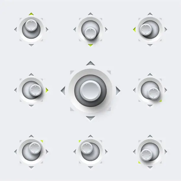 Vector illustration of Rounded eight - way position joystick design