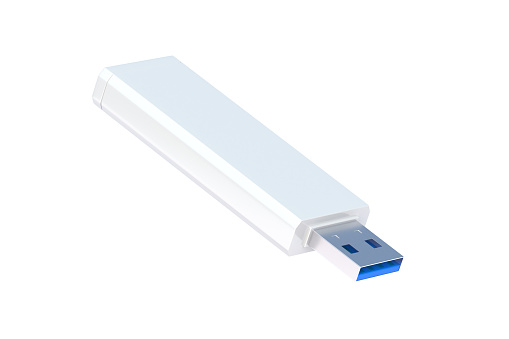 Flash drive, usb memory stick isolated on white background. 3d render