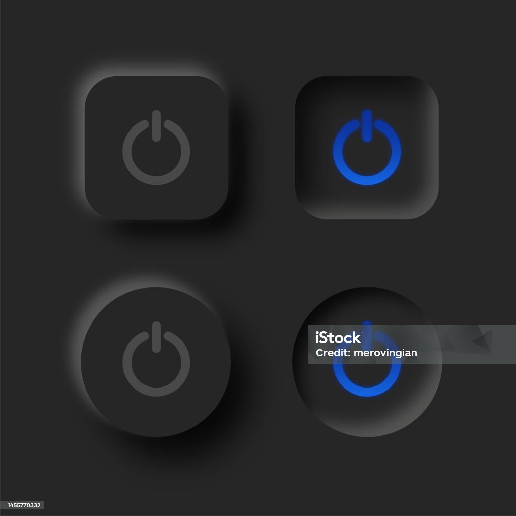 Neumorphism Design Power On Off Button User Interface Elements For ...