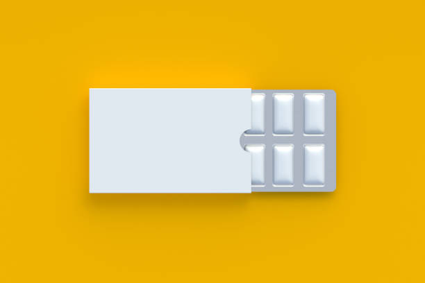 Chewing gum in blister pack. Mint bubblegum. Top view. 3d render