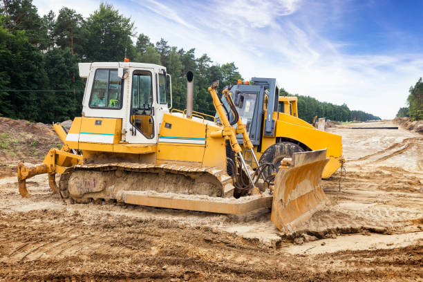 istock Road construction machinery on the construction of highway 1455774234